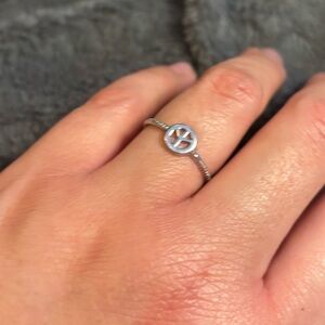 Sterling Silver Peace Sign Stackable Ring - Silver